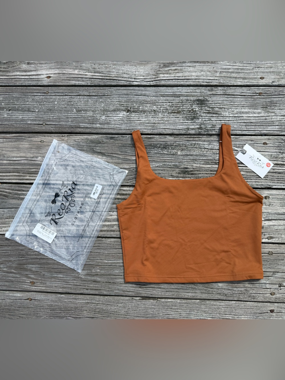 REORIA Brown Halter Racerback Fitted Crop Tank Top